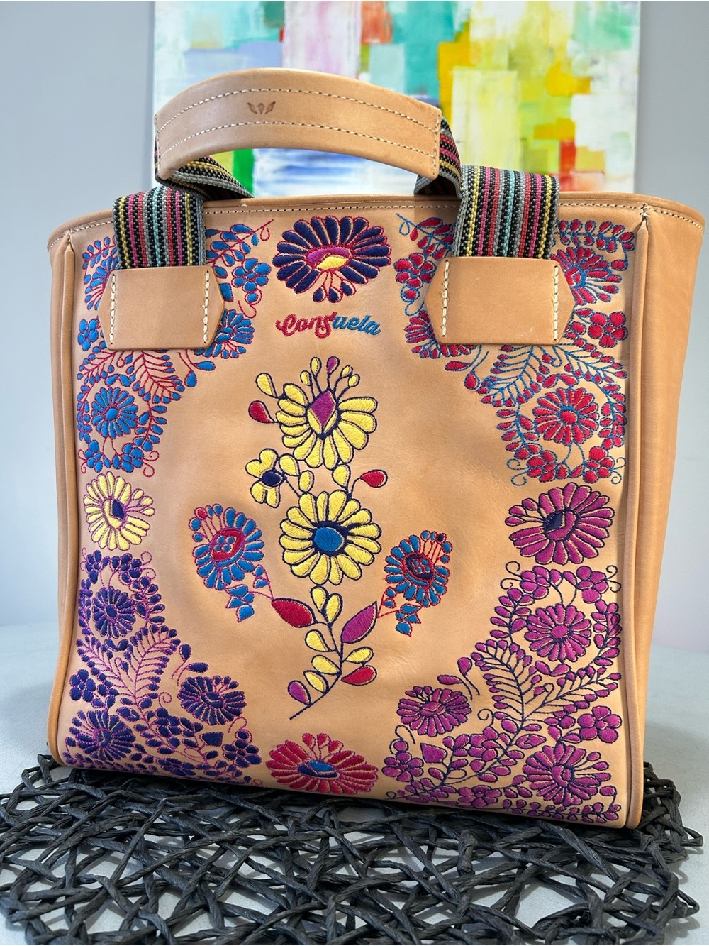 Consuela Calvin Classic Diego Embroidered Tote